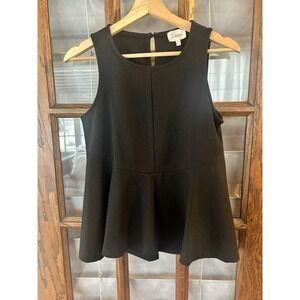 Anthropologie Deletta Peplum Black Tank Top XS